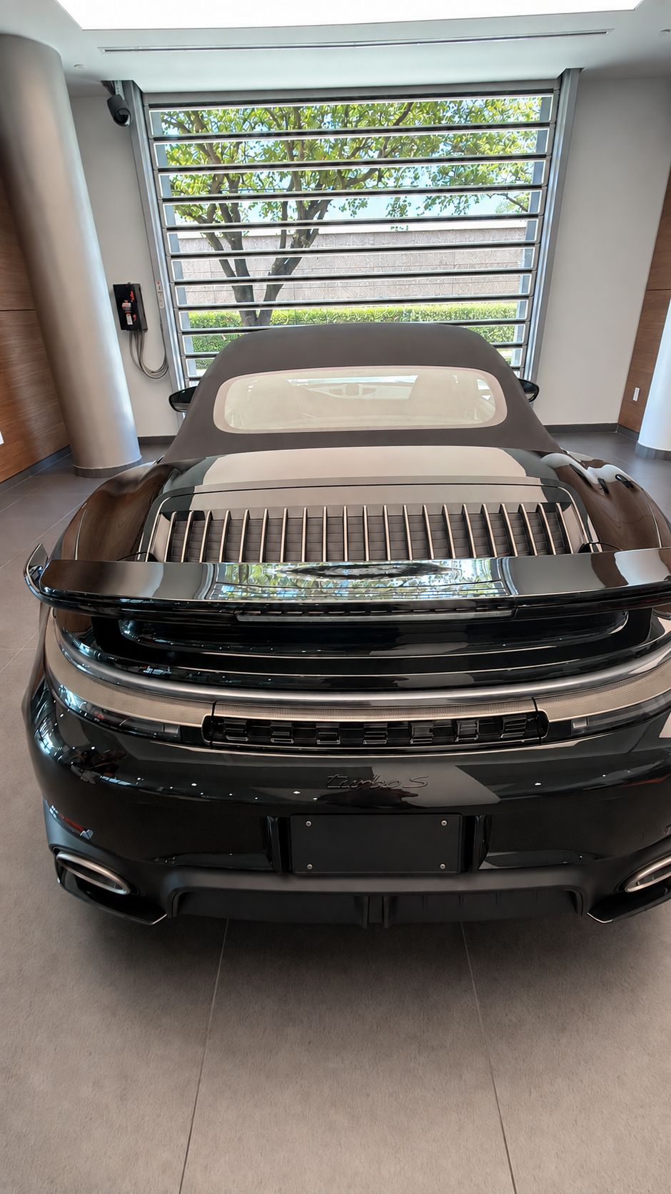 Rear view in the Porsche showroom